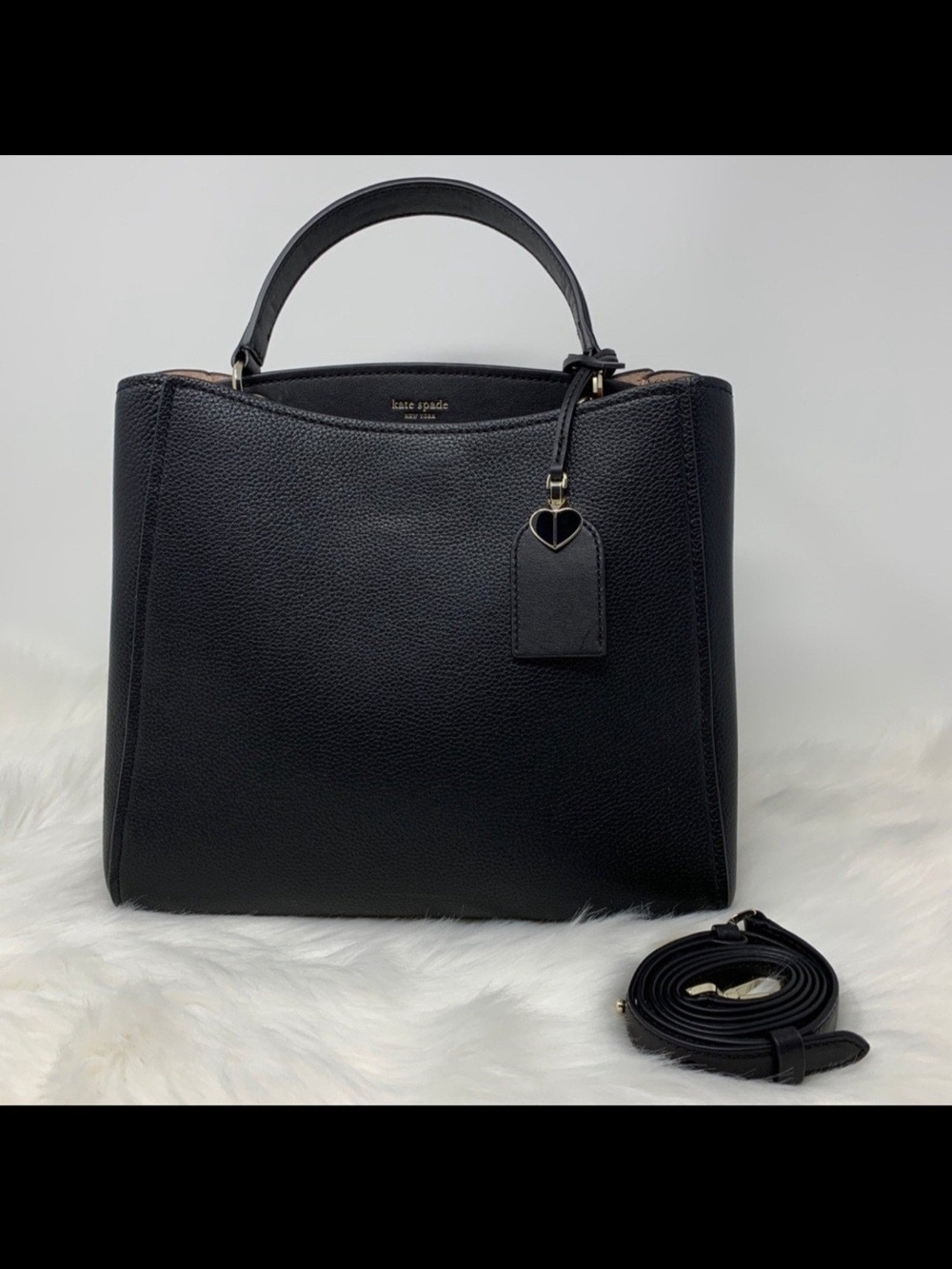 kate spade Black Pebbled Leather Structured Satchel
